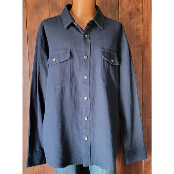 UNTUCKit Men 3XL Navy Blue Heavy Cotton Linen Button-Up Shirt Shacket Reissler - Picture 1 of 13